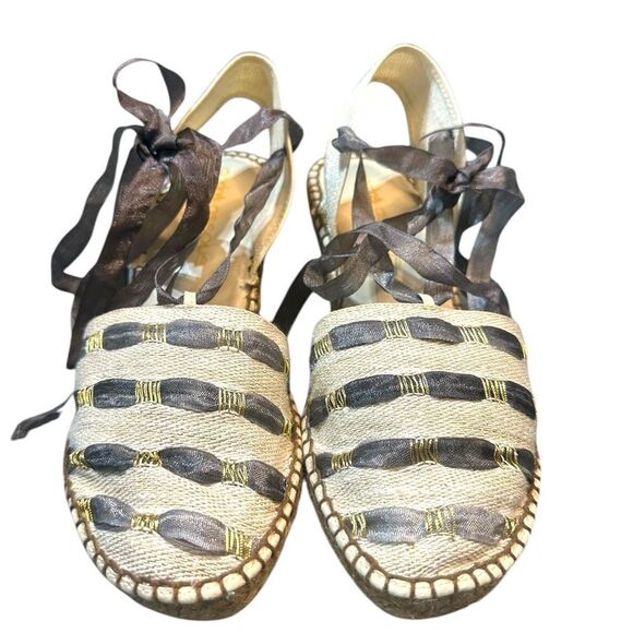 Andre Assous Linen Canvas with Ribbon Weave  Espadrille Wedges Size 10 - Picture 6 of 13